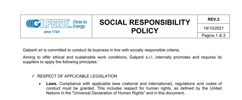 Social responsability policy
